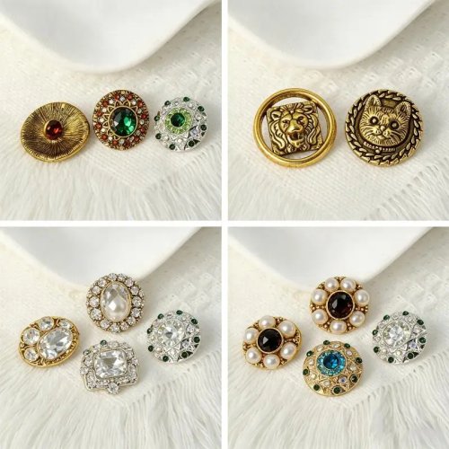 Kancing Rhinestone Vintage Berwarna dengan Lapisan Antique Alloy untuk Jas, Cardigan, Sweater, dan Kerajinan Jahit