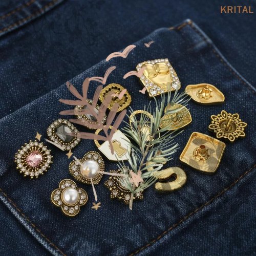 Botones de Metal Vintage, Forma de Ojo y Corazón Artístico, Accesorios Decorativos DIY para Ropa y Bolsos