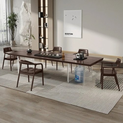 Ghế lơ lửng gỗ tự nhiên hiện đại đơn giản & bàn trà acrylic lơ lửng cho nội thất văn phòng và gia đình