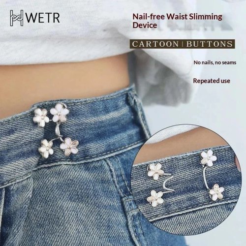 Detachable Flower Waist Tightener, Adjustable No Sew Pant Waist Button Clips, Reusable Waist Pins for Skirts Jeans Trousers