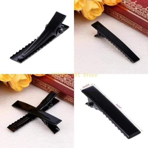 49Pcs Barrettes Duckbill Hair Clips Black Hairpins for DIY Craft