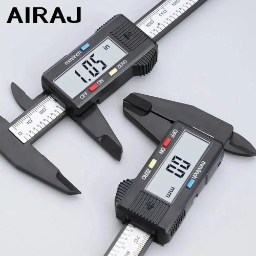 AIRAJ デジタルノギス プラスチック製 インチ/メートル/分数変換 大型LCD表示 測定工具