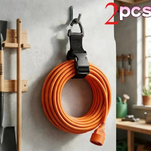 2 đầu vòi tưới cây điều chỉnh được & giá treo dây điện nối dài chắc chắn – phụ kiện treo lưu trữ tái sử dụng cho gara và xưởng