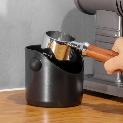 Caixa de batida de café antiderrapante e absorvente de choques, recipiente para borras de café expresso com barra de batida removível para barista caseiro