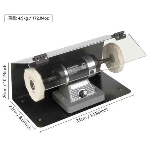 Desktop Double Head Cloth Wheel Polishing Machine, Variable Speed Small Tabletop Jewelry Grinding Tool Equipment