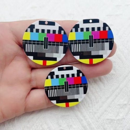 10個 アクリル 両面 ノーシグナルTV ノスタルジック DIY アクセサリー イヤリング ネックレス 手作り ペンダント
