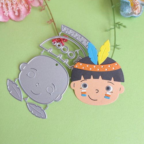 Dies de coupe tête de poupée indienne pour DIY scrapbooking, cartes embossées, décoration d'album photo, travaux manuels
