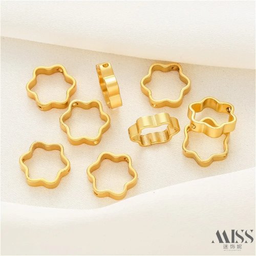 Cincin Manik Bentuk Bunga Emas Matte untuk Membuat Gelang DIY