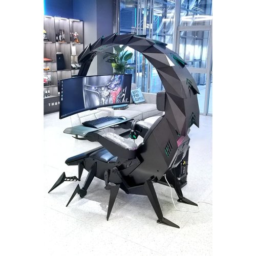 Fauteuil Gaming Scorpion Zero Gravity pour 3 ou 5 Moniteurs, Fauteuil de Bureau Réglable en Simili-Cuir, Moderne