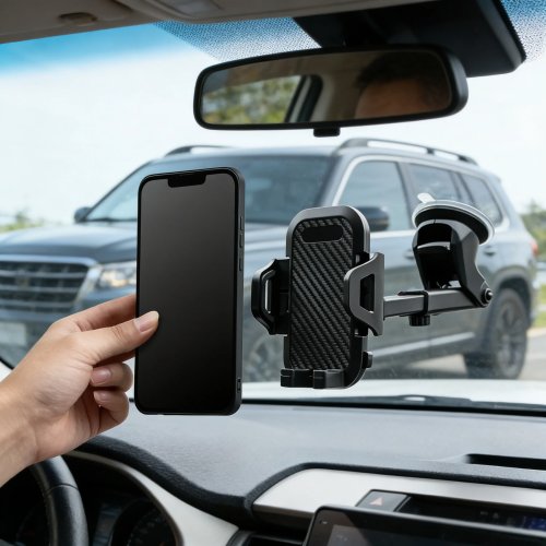 Universal Car Phone Holder with 360° Rotation Suction Cup Mount for Dashboard and Windshield