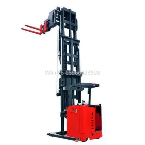 Warehouse Narrow Aisle Forklift – Turret Truck with Swing Reach, 180° Fork Rotation, 3-Way Pallet Stacker