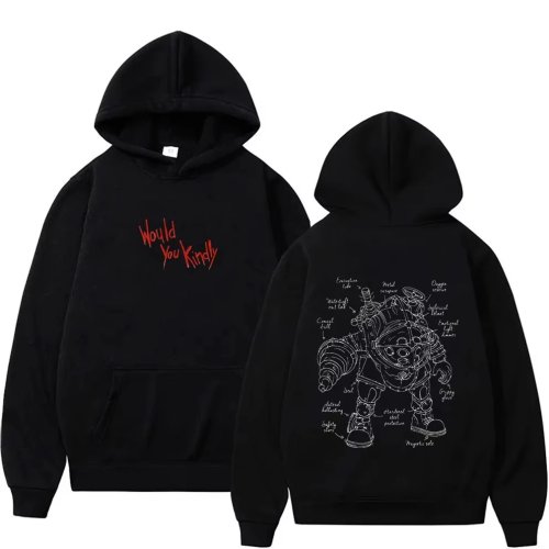 2026 Tech Streetwear Hoodie – Vintage Mechanical Robot Schematic Art Front & Back Print Unisex Loose Pullover Sweatshirt