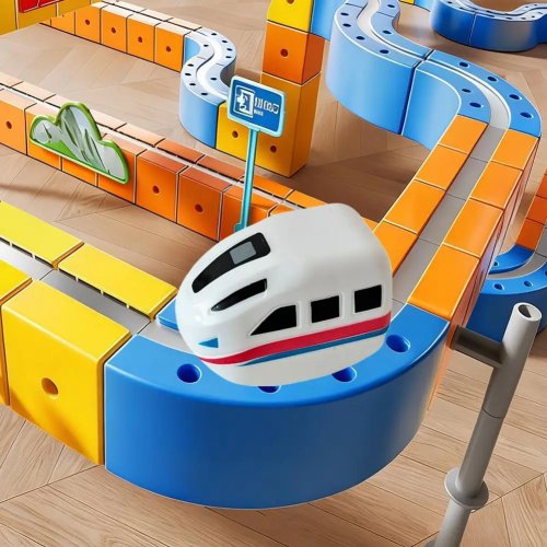 Magnetic Electric Train Toy for Kids, Rechargeable Mini Magic Train, Educational Interactive DIY Birthday Gift