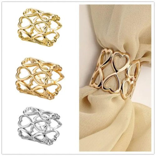 1/4Pcs Alloy Circle Scarf Brooch Pins Set - Metal Heart Hollow Out Silk Scarf Buckle Ring Clips for Women Girls, Clothing Accessories