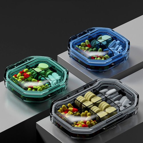 Organizer Portapillole 4/6 Scomparti – Scatola Medicine Portatile, Capacità Settimanale, Antiumidità