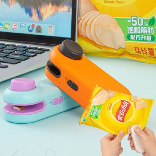 Selladora Térmica Mini Portátil 2 en 1 Recargable para Botanas, con Función de Vacío, Uso Doméstico