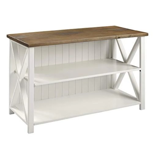 2-Tier Modern Farmhouse Wood Bookcase – Natural Pine, Rustic Space-Saving Storage Shelf for Home Office