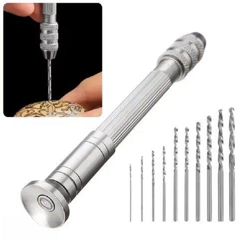 Bor Tangan Mini 0.8-3.0mm, Mata Bor Manual, Pin Vise untuk Kayu dan Perbaikan Jam
