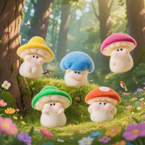 ミニチュアレジンキノコフィギュアセット - 可愛いフェアリーガーデンオーナメント、芝生とデスク用
