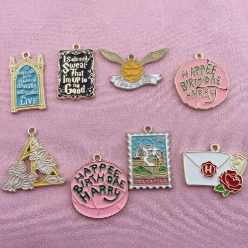 10Pcs Alloy Drip Oil Cartoon Letter Quote Pendant Charms for DIY Jewelry Making, Earrings, Keychains, Accessories