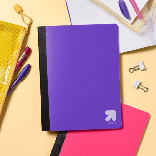 7.5" x 9.75" Purple Poly Cover Composition Book, College Rule Notebook for Student School Office Use