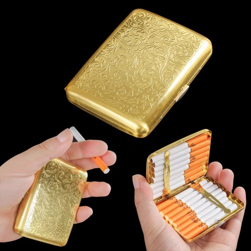 Verguld metalen sigarettenetui – vochtwerend zaketui voor sigaretten, elegant cadeau, modern tabaksdoosje