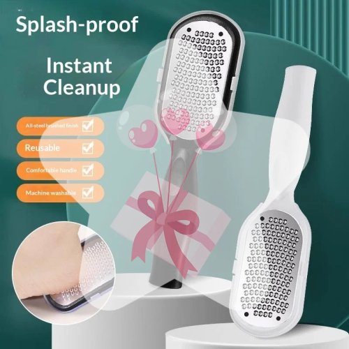 Heavy-Duty Stainless Steel Foot File – Painless Callus Remover with Splash Guard for Travel Pedicure (1 Pc)