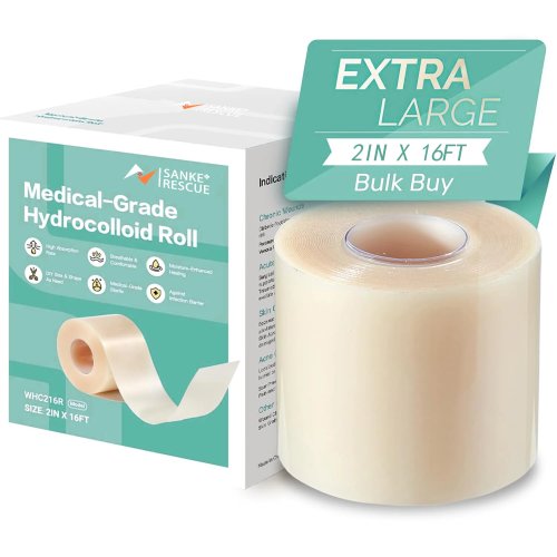 Sanke Rescue Hydrocolloid Roll for Wound Care, Cut-to-Size Extra Large Hydrocolloid Patch Bandages, Absorbent Waterproof First Aid