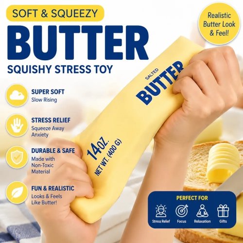 Mainan Fidget Stick Keju Squishy Elastis Super Keren – Mainan Pelepas Stres & Kecemasan, Prank Stick Slow Rebound yang Bisa Dibentuk untuk Relaksasi