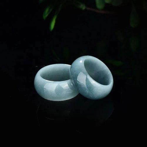 Nhẫn Jadeite Tự Nhiên – Blue Water, Bản Rộng, Charm Chạm Khắc, 17-22mm, Kèm Chứng Nhận - Bùa Hộ Mệnh Thời Trang Quà Tặng