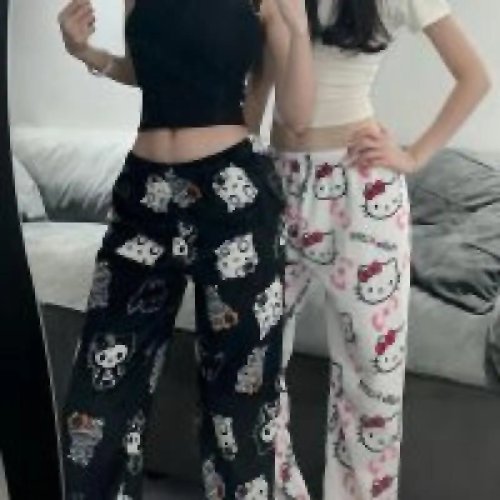 Nieuwe Hello Kitty Flanellen Pyjamabroek Dames Herfst Winter Verdikt Fluweel Warm Casual Cartoon Thuisbroek Comfortabel