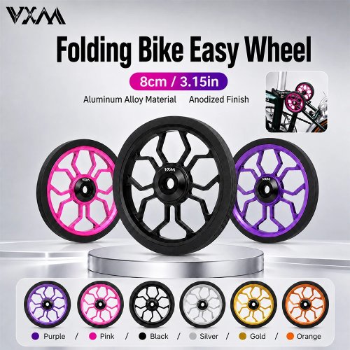 VXM Ruota Easy da 80mm per bicicletta pieghevole Brompton, rullo di spinta in lega di alluminio, accessorio di aggiornamento, multicolore