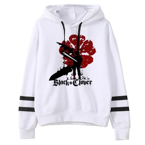 Moletom com capuz feminino Black Clover, estilo hip hop harajuku dos anos 2000, unissex com bolsos
