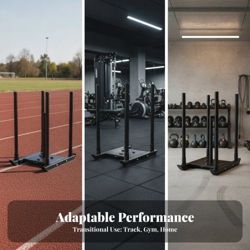 Push Sled Baja Low-Profile dengan Tiang Tegak – Alat Latihan Kekuatan & Kecepatan untuk Atlet di Turf & Gym