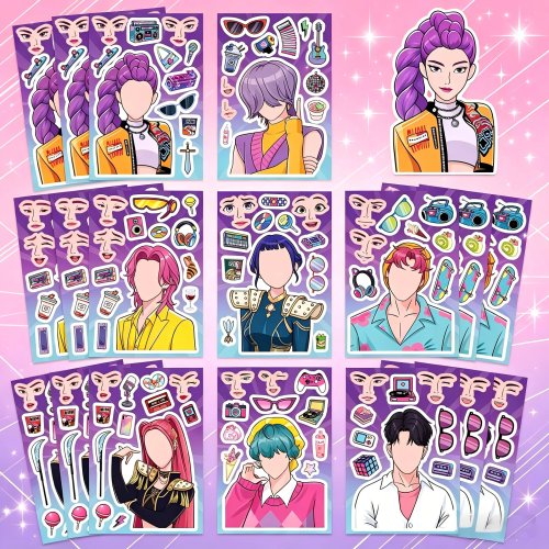Sticker Make a Face Anime Lumi Mila Zoi Witch Hunter, sticker puzzle chống nước tái sử dụng cho trẻ em, DIY thủ công quà tặng trang trí
