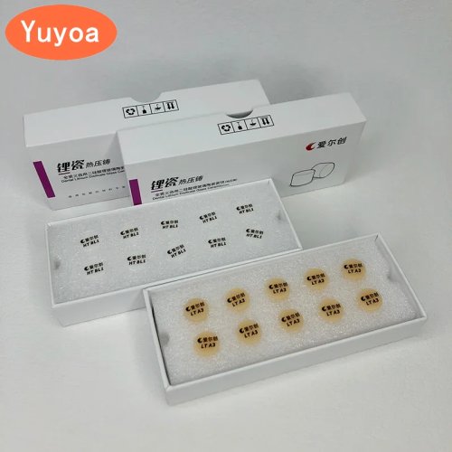 10 Pieces Dental Press Ceramic Ingots Lithium Disilicate Emax HT/LT A1-D4