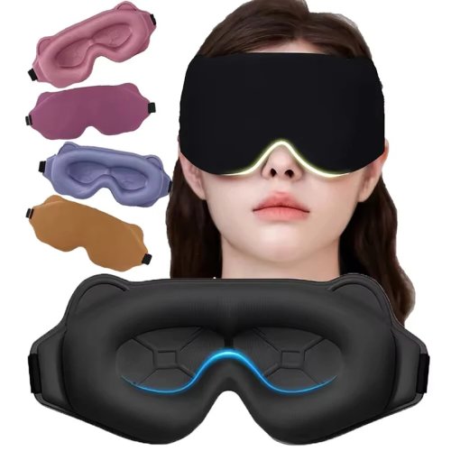 3D立体 加重 睡眠用アイマスク 横向き寝用 柔らかく快適 100%遮光 目に圧迫感なし メンズ レディース