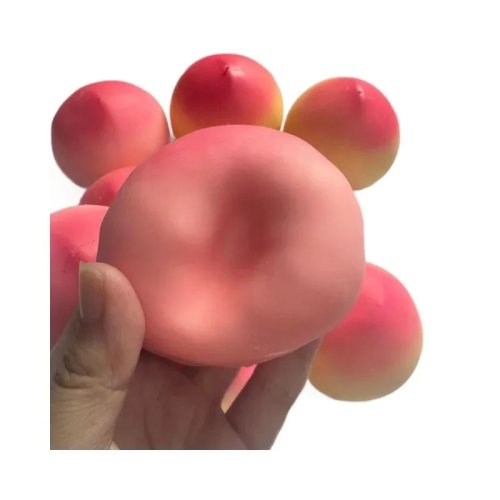 Brinquedo Squishy de Pêssego com Som Crocante – Alívio de Stress de Crescimento Lento para Adultos, Brinquedo Sensorial Fidget Anti-Ansiedade para Alegria Diária