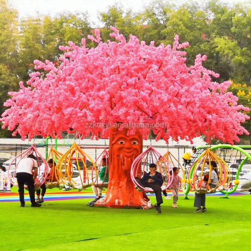 Outdoor Unpowered Amusement Ride, Rotating Cherry Blossom Tree, Hanging Basket Swing Seat, Equipment for Kids and Adults