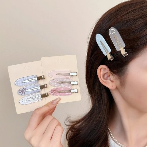 Conjunto de ganchos de cabelo coreanos Sweet Love com strass - Clipes fofos sem costura para franja lateral para mulher