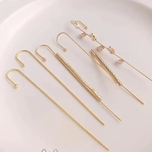 Klipsy do uszu pozłacane 14K z cyrkonią, w stylu auricle, modna biżuteria damska