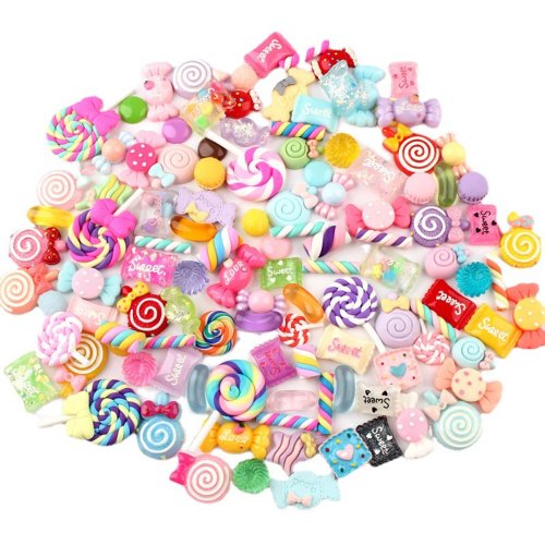 30pcs Random Candy Slime Charms Cute Set Mixed Resin Sweets Flatback Slime Making Supplies for DIY Craft Making and Ornament DIY