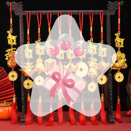 Adorno colgante de Año Nuevo Chino 2027, cabra de la suerte linda con borla roja, para celebración de Año Nuevo, decoración del hogar