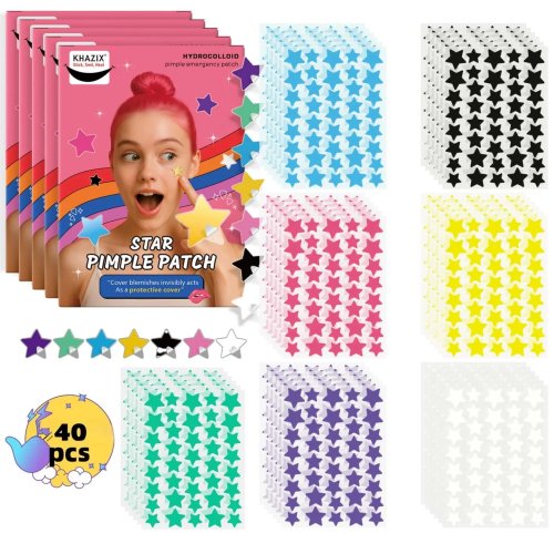 40pcs Star Acne Patches, Ultra-Thin Hydrocolloid Pimple Patches, Multi-Color Concealer Spot Stickers for Face