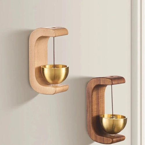 Timbre inalámbrico de madera estilo carillón de viento – Decoración colgante para la entrada de casa