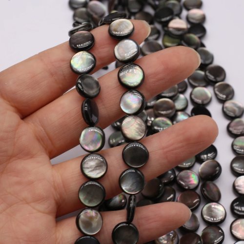 10x10mm Schwarze Natürliche Süßwasser-Muschel Runde Perlen für Schmuckherstellung, DIY Halskette und Armband Zubehör