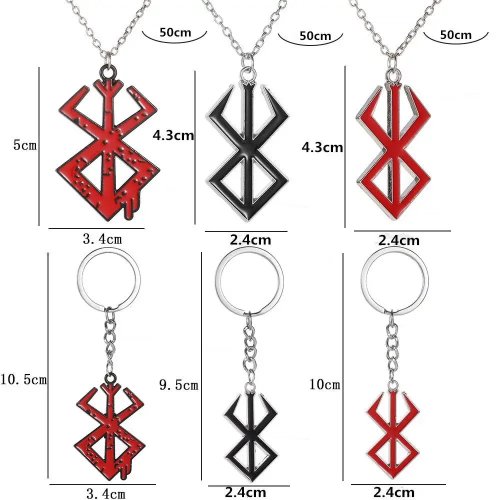 Anime Berserk Guts Black Swordsman Necklace of Sacrifice Symbol Pendant Unisex Cosplay Jewelry Collectible Gift