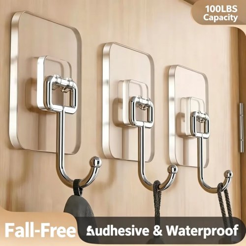 Ganchos de pared sin perforar para cargas pesadas, ganchos autoadhesivos de acrílico transparente, colgador impermeable sin dejar marcas para hogar baño cocina puerta