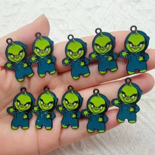 10 stuks Legeringsdruppelolie cartoon kersthanger, DIY sieraden maken oorbellen, sleutelhangers, accessoires