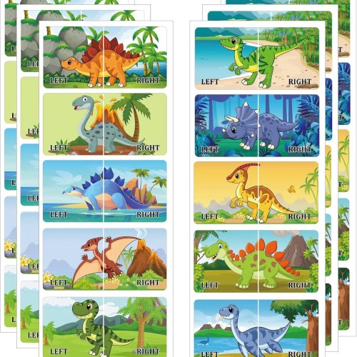 60 stuks schattige kinderschoenstickers links en rechts, voor jongens en meisjes, cadeau voor kinderdag of verjaardag, vroege leerdecoraties